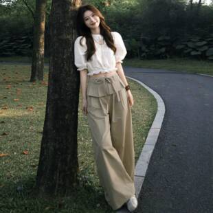 2026新款夏季独特设计感短袖衬衫上衣女装初夏绝美休闲裤套装穿搭