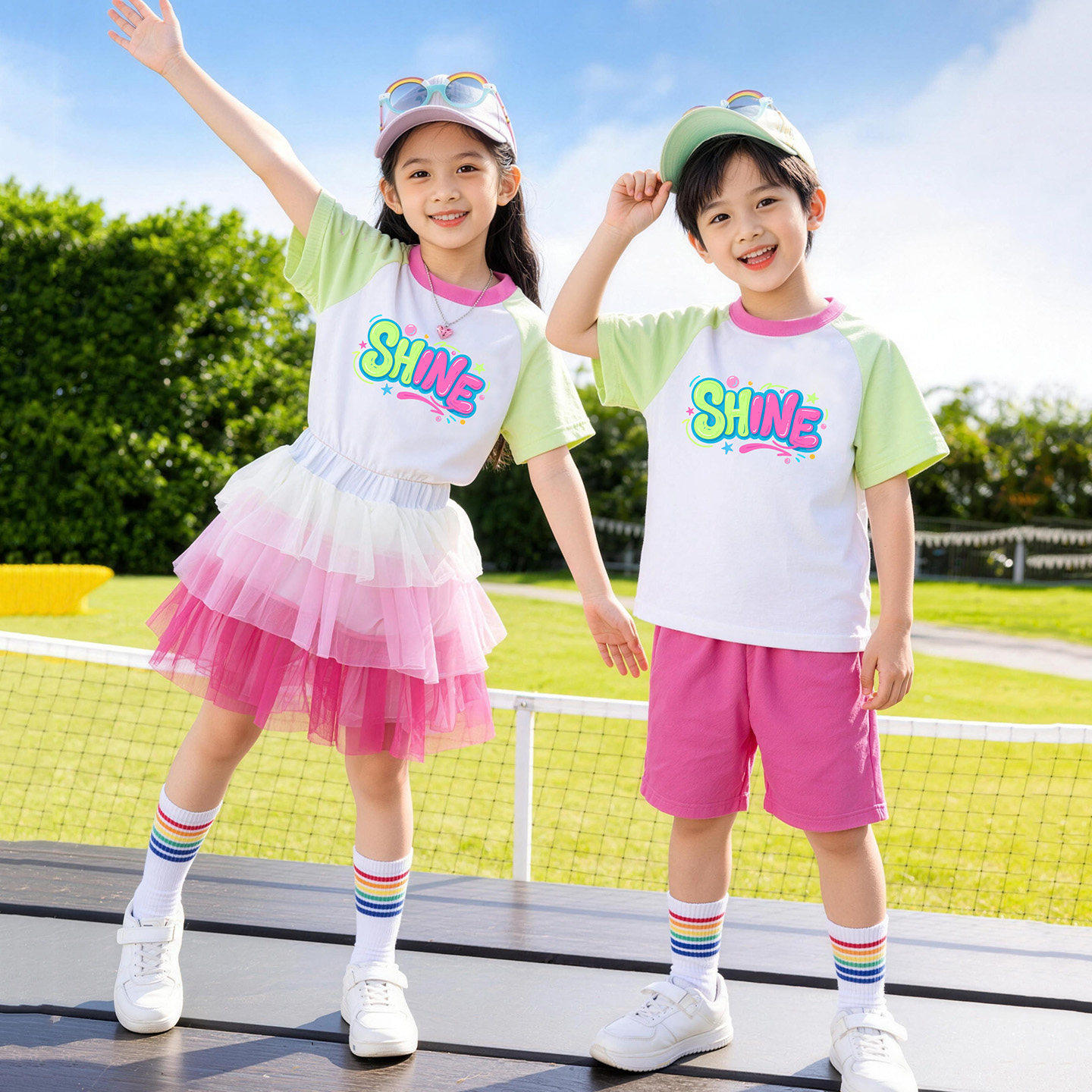 小学生夏装短袖T恤女蓬裙