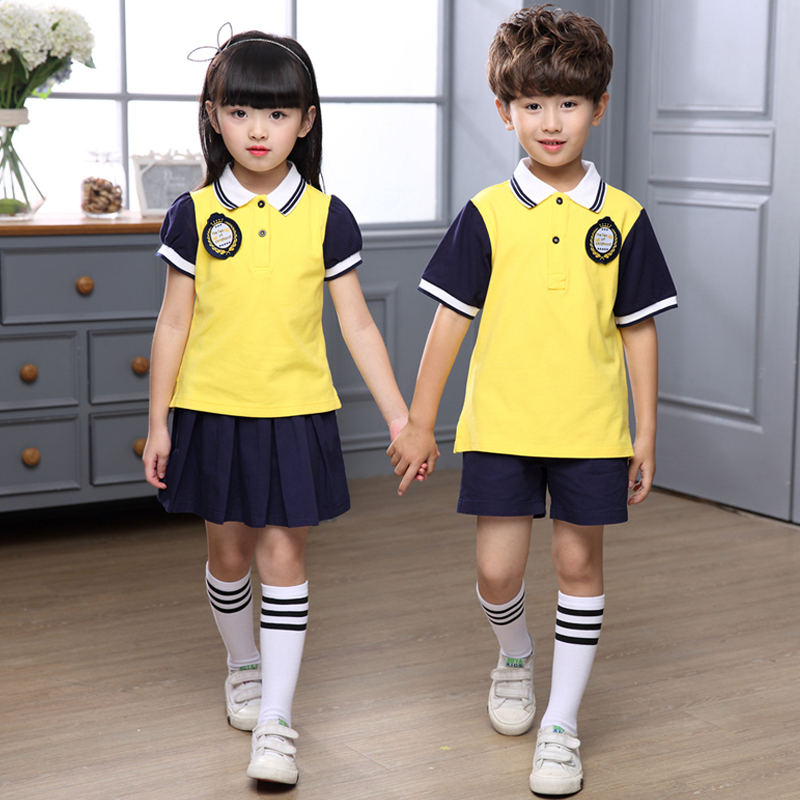 小学生校服英伦风毕业班服夏季polo衫短袖运动套装幼儿园园服夏装