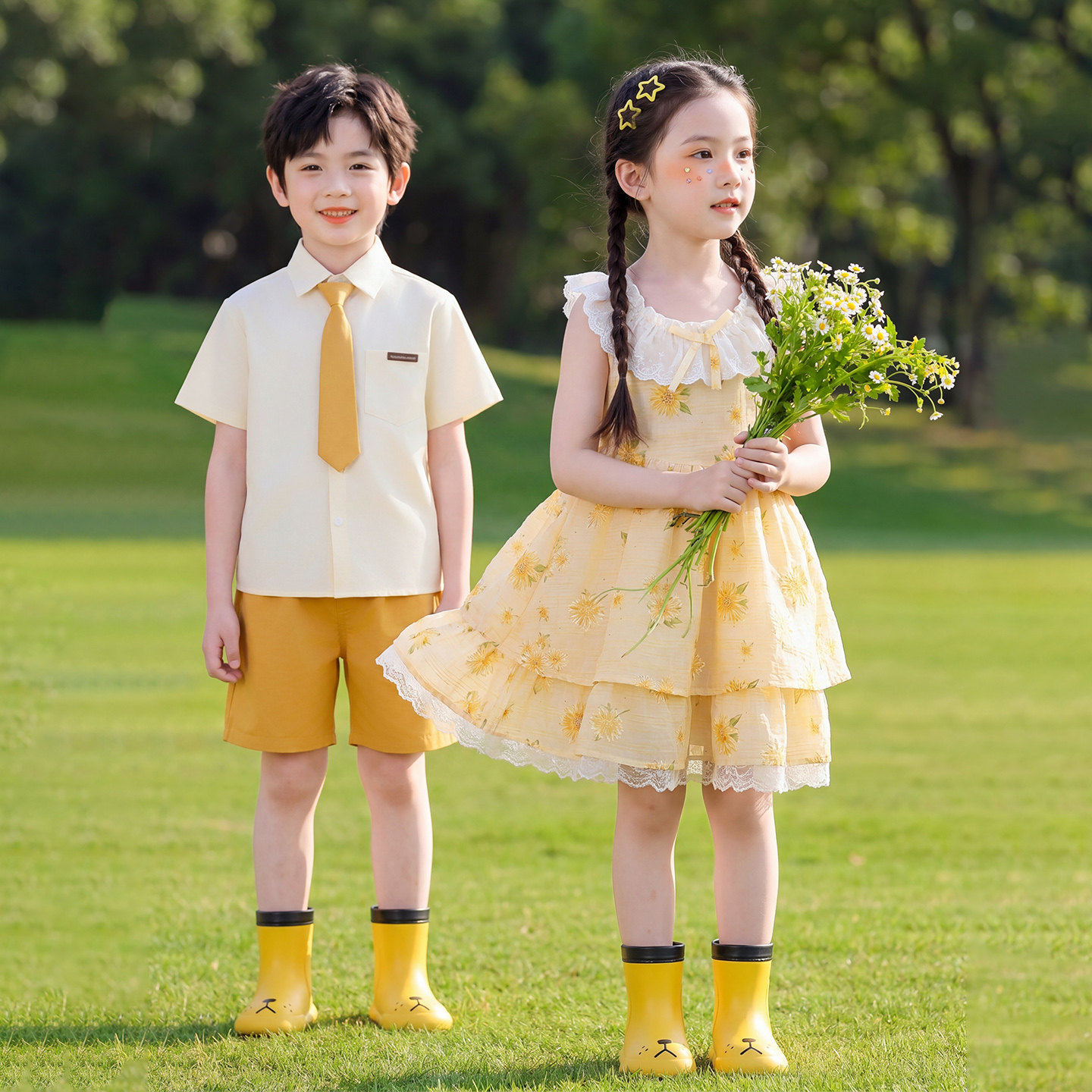 六一儿童节合唱演出服女黄