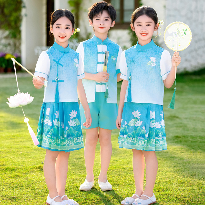 女童汉服男古装套夏季中国