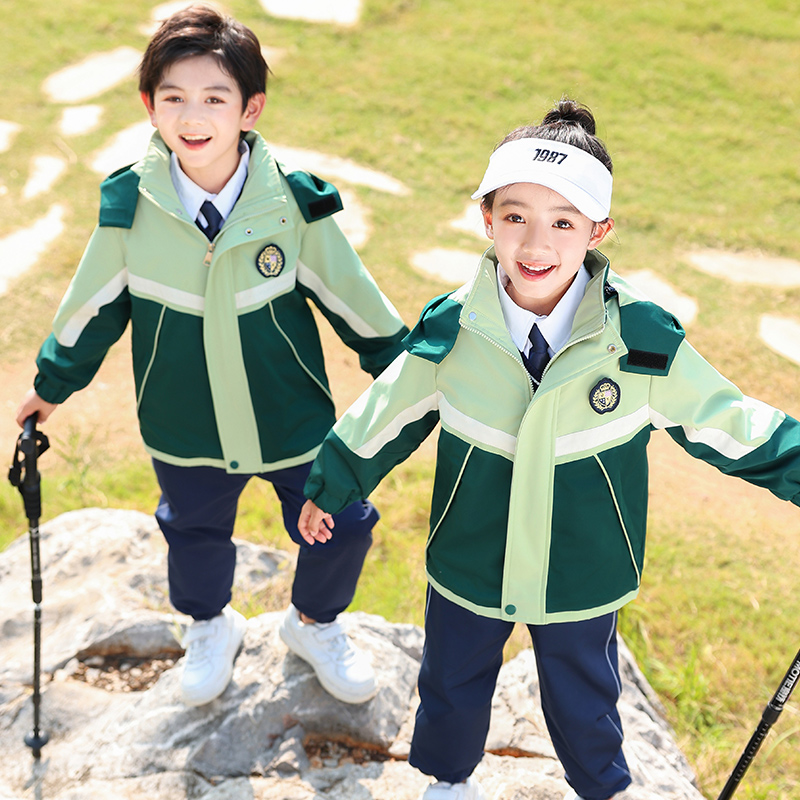 小学生校服秋装冲锋衣三件套班服