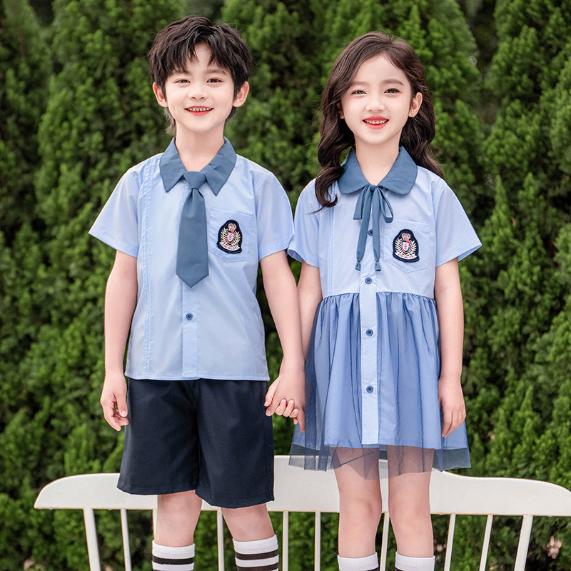 小学生夏季班服套装女童连