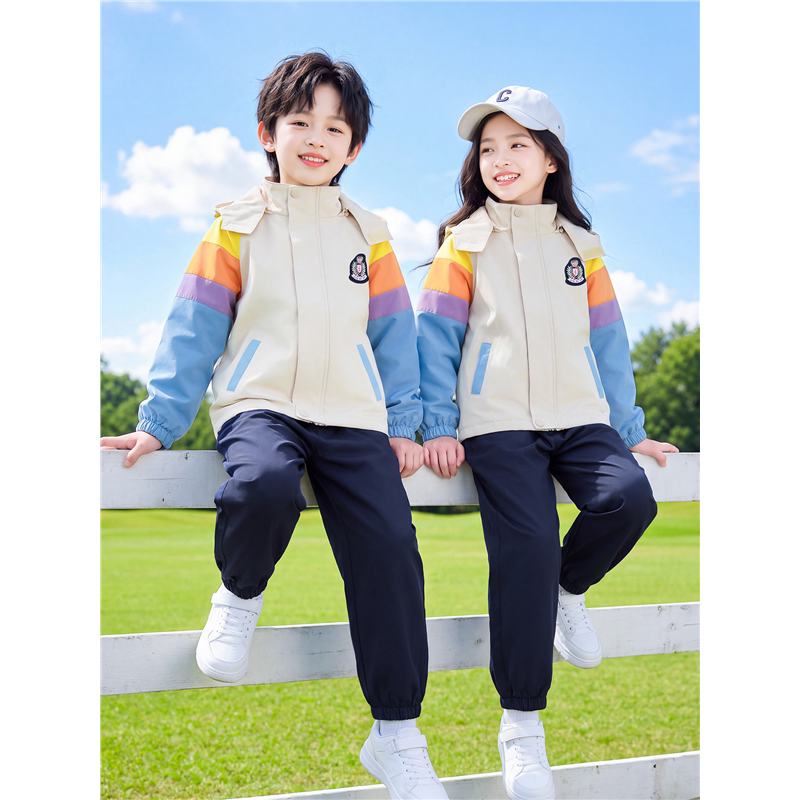 幼儿园服童秋冬彩虹冲锋衣运动装
