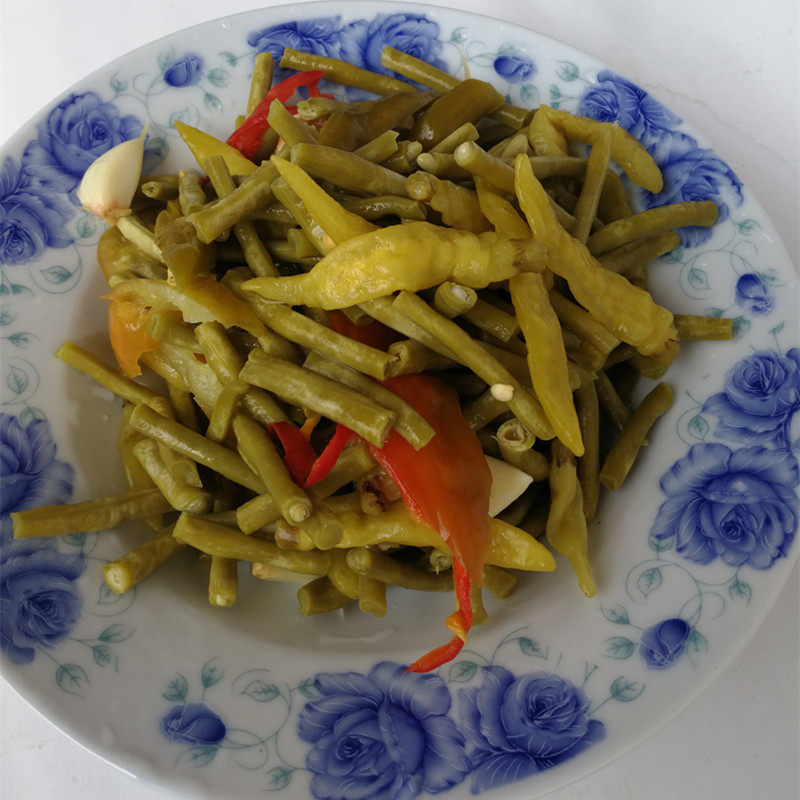 湖北麻城特产酸豆角农家手工制作盐缸豆下饭菜500g包邮咸菜泡菜