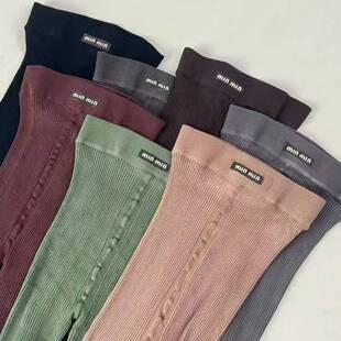 老板娘同款miu系酒红打底袜薄内搭连裤袜春秋竖条美腿袜超柔高弹