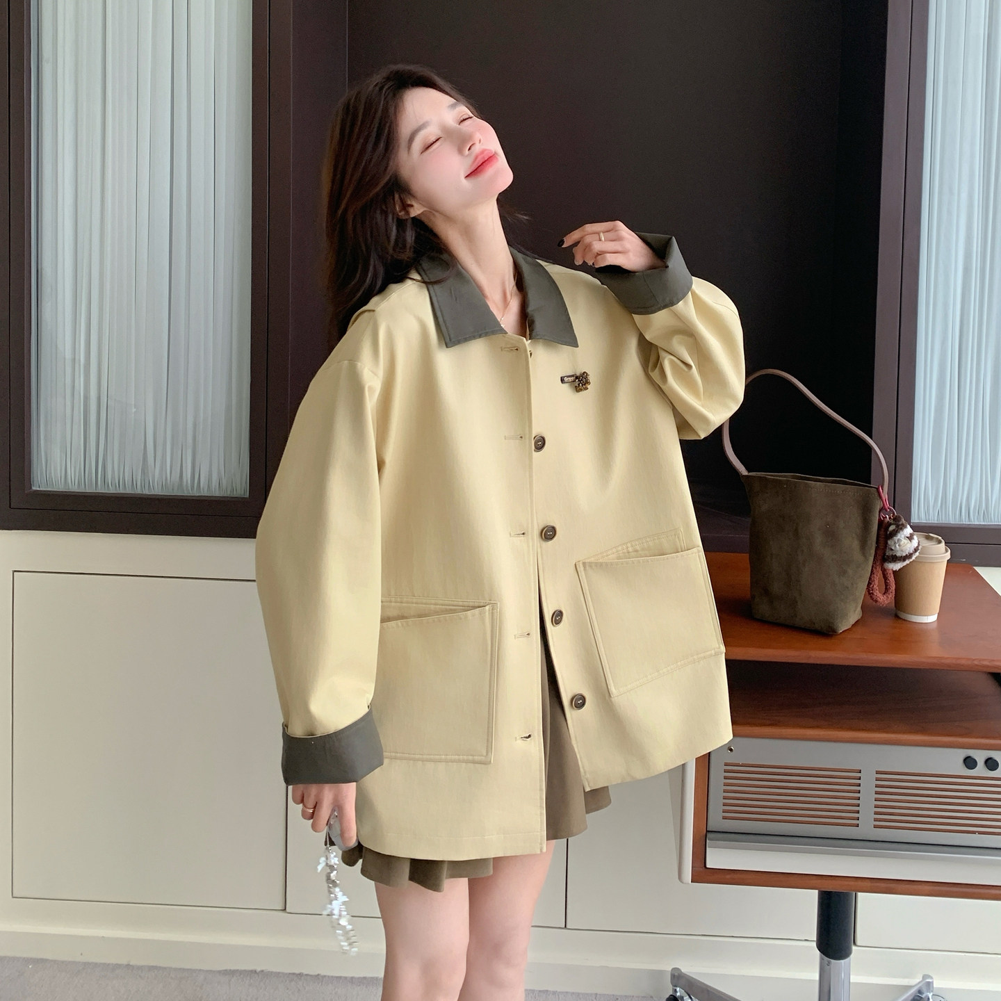 【现货数据款】2026春季新款韩系风衣外套女B101-2681-P175-K288，女装风衣，浙宝101