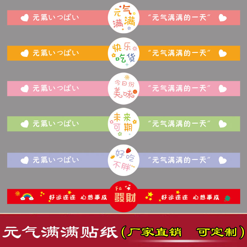 长条元气满满烘焙甜品面包贴纸