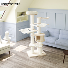蜜罐猫爬架猫窝猫树一体 多层实木桦木大型猫架木质 de2501pro