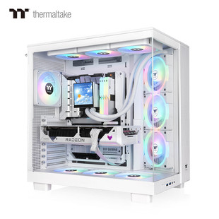 TT钢影透EX 电脑水冷 Ultra海景房机箱atx板斜切双仓5090显卡台式