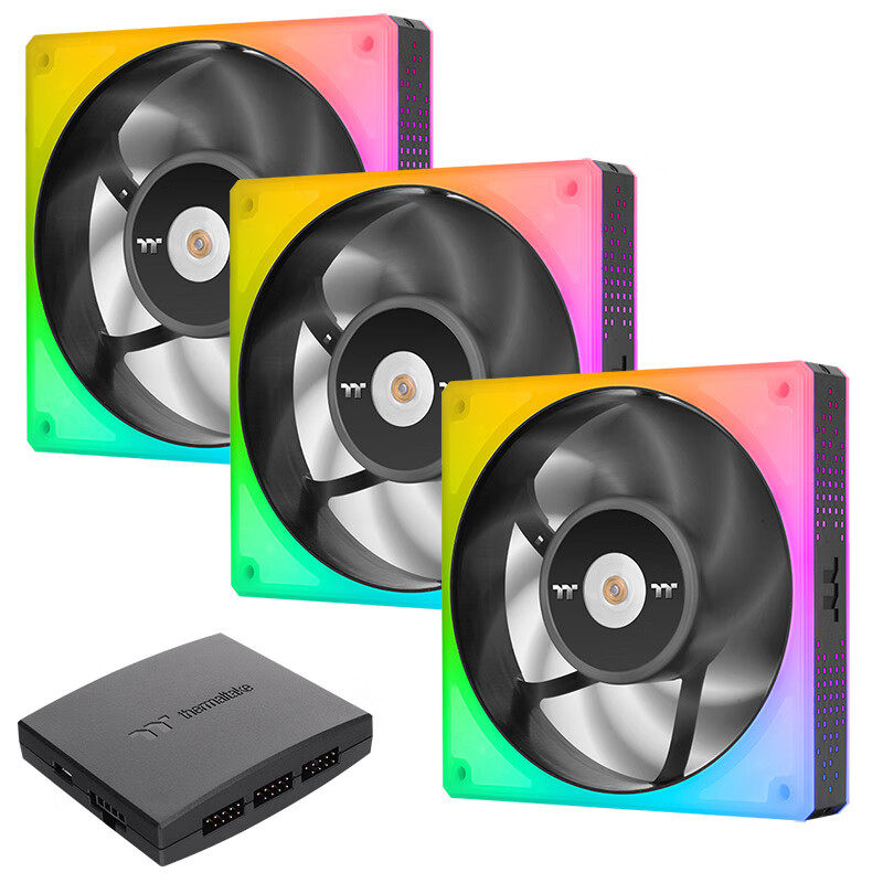 TT台式电脑机箱散热器风扇钢影TOUGHFAN 12cm 14 RGB高风压三支