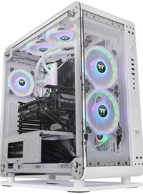 Tt机箱Core P6 TG白色开放壁挂式机壳海景房360水冷台式电脑机箱