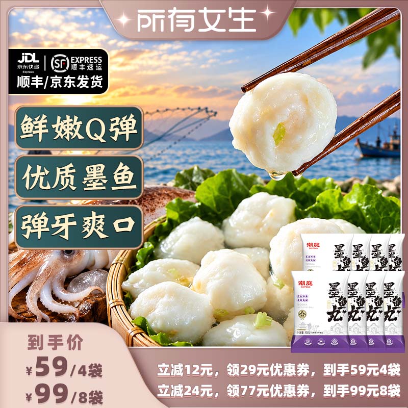 潮庭墨鱼丸潮汕特产手工鱼丸