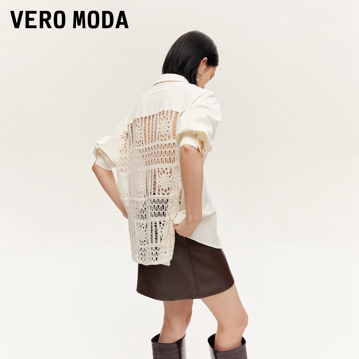 VeroModa翻领镂空衬衫