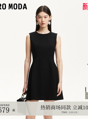 Vero Moda连衣裙25秋季含醋纤收腰显瘦A字千金风小黑裙32537A029