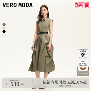 长裙小黑裙3252SZ001 波嬉翻领无袖 Vero Moda连衣裙夏季