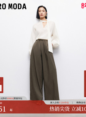 Vero Moda休闲裤2025秋季新款含莱赛尔褶皱松紧腰阔腿裤3253PL014