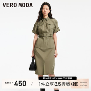 裙女 Vero 休闲舒适通勤短袖 Moda连衣裙2024春夏新款 衬衫 工装