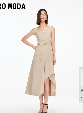 Vero Moda连衣裙夏季街头风工装感不规则大裙摆吊带长裙324261006