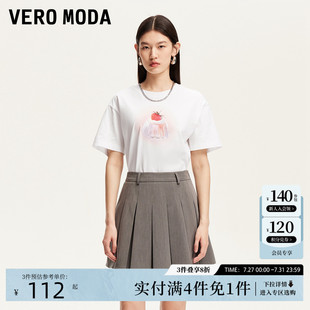 上衣休闲 Vero ModaT恤2025夏季 新款 可爱果冻印花纯棉宽松简约短袖