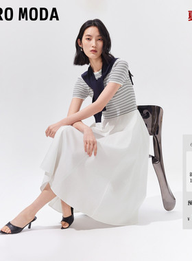 Vero Moda连衣裙2026夏季新款可拆披肩圆领A字拼接长裙32627B012