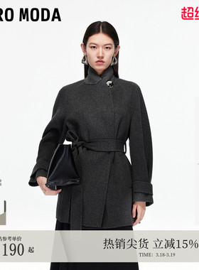 Vero Moda毛呢大衣2025秋季新款纯绵羊毛腰带双面呢外套32536T001