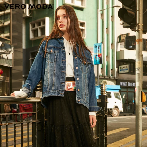 Vero Moda Весенняя хлопковая джинсовая куртка, 2019, тренд сезона, с вышивкой