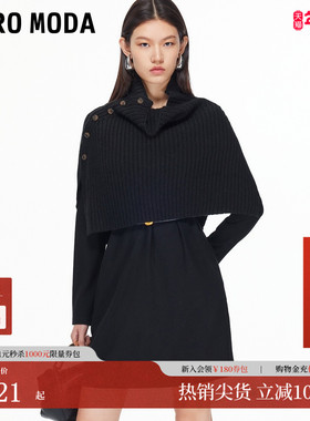 Vero Moda连衣裙2025冬季新款含绵羊毛可拆卸披肩连衣裙32547D017