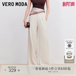Moda休闲裤 时尚 女2026夏季 腰头抽绳压褶直筒裤 舒适优雅 新款 Vero