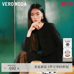 口袋蝴蝶结装 新款 饰带垫肩上衣326121006 Moda短外套2026春季 Vero