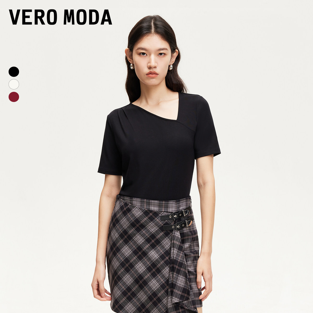 【李佳琦直播间】Vero ModaT恤女2025夏季新款不规则领型修身显瘦