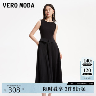 無袖 Vero Moda連衣裙24秋季 新款 圓領拼接A擺通勤背心裙32437A037
