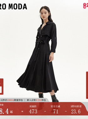 Vero Moda连衣裙秋冬七分袖双排扣A摆风衣连衣裙32437C024