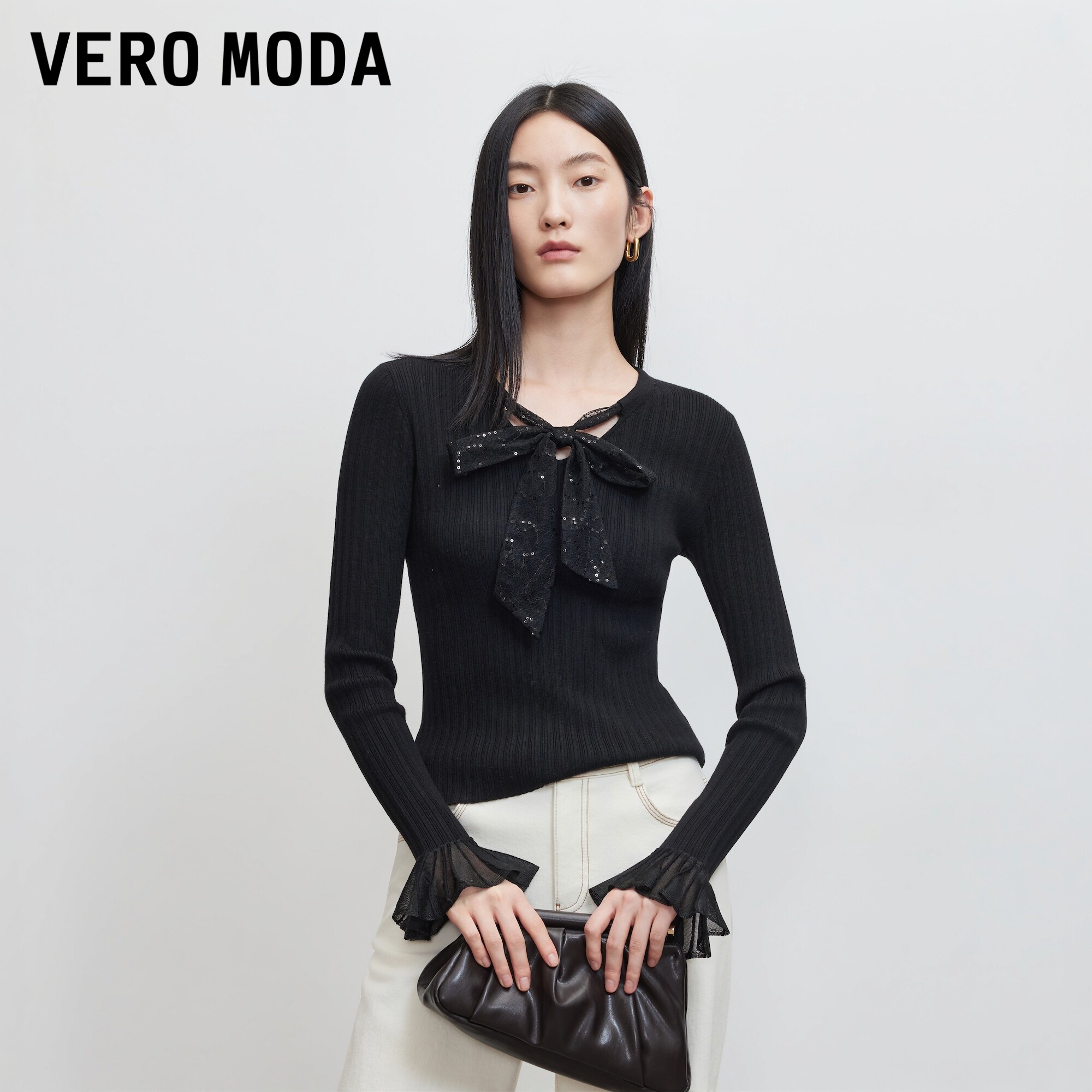 VeroModa针织衫绵羊毛蕾丝亮片图片