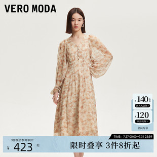 v領(lǐng)印花設(shè)計(jì)抽繩袖 Vero Moda連衣裙2025夏季 新款 口長裙32527D006