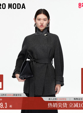 Vero Moda毛呢大衣2025冬季新款纯绵羊毛腰带双面呢外套32546T009