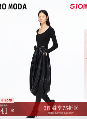 Vero Moda连衣裙女冬季含绵羊毛仿皮拼接花苞裙32547D016