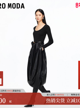 Vero Moda连衣裙女2025冬季新款含绵羊毛仿皮拼接花苞裙32547D016