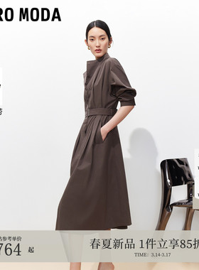 Vero Moda连衣裙女2026春季新款腰带风衣式简约通勤长裙3261SZ001