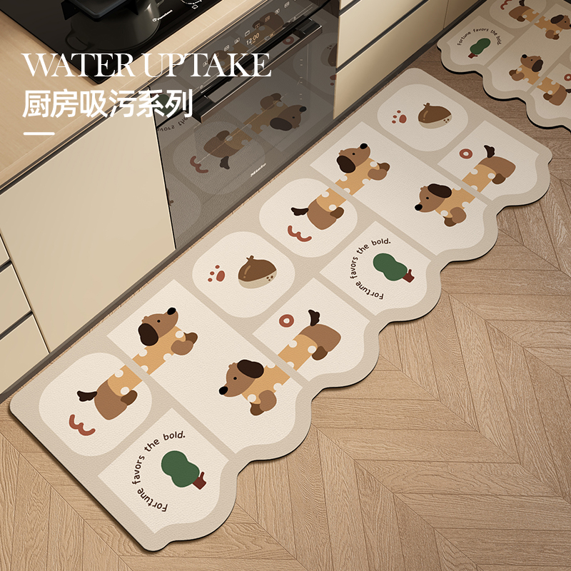 卡通厨房地垫防滑防油免洗地毯专用腊肠狗异形硅藻泥吸水耐脏脚垫