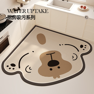 厨房地垫吸水吸油硅藻泥软垫家用地面防水防油脚垫速干防滑地毯