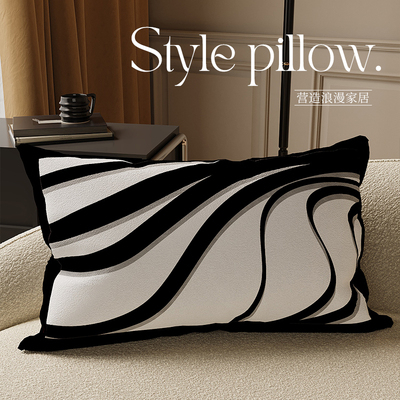 轻奢风抱枕沙发客厅高级装饰腰枕车用办公室靠垫长条形腰靠枕含芯