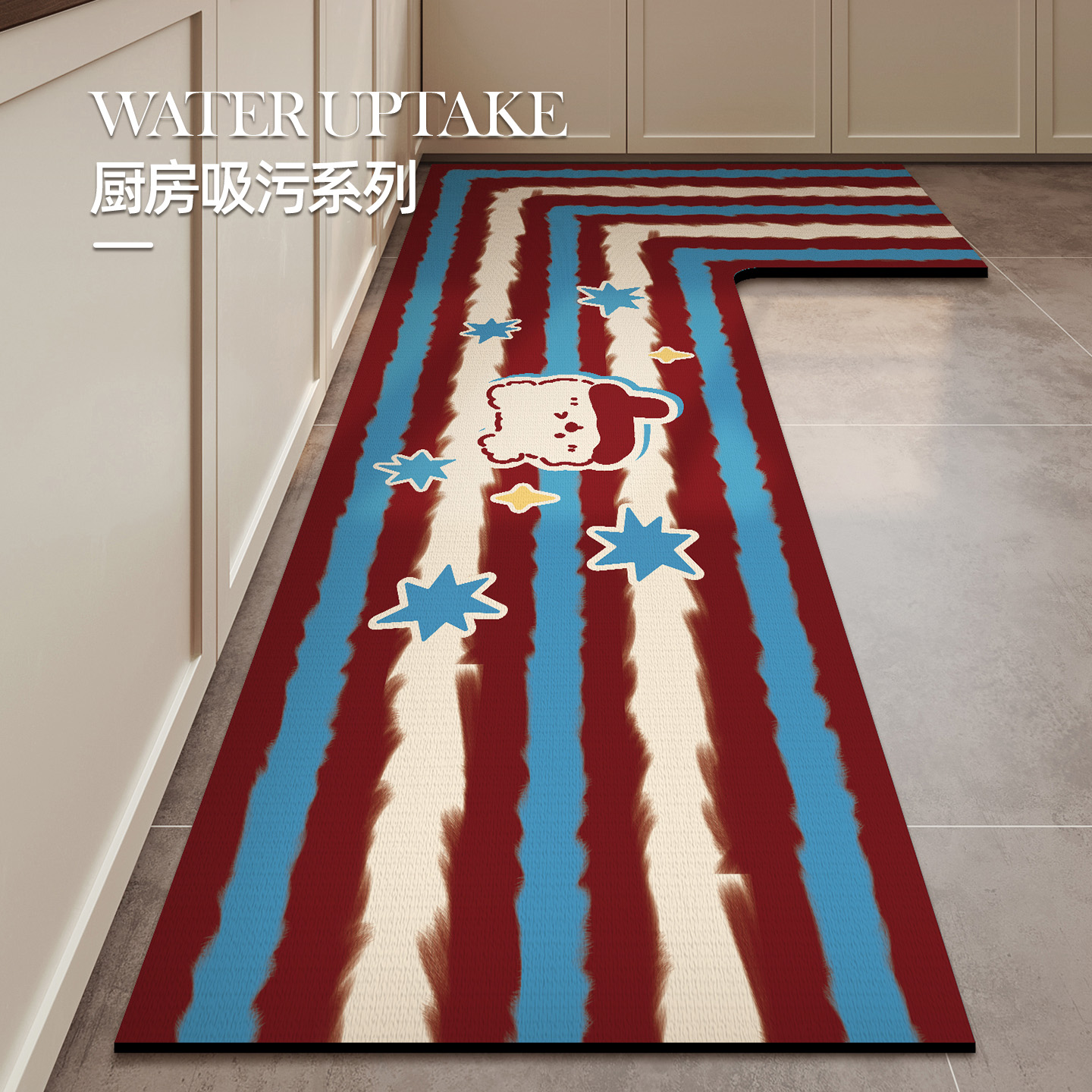卡通厨房专用地垫家用耐脏防滑防油可擦免洗地毯浴室吸水速干脚垫