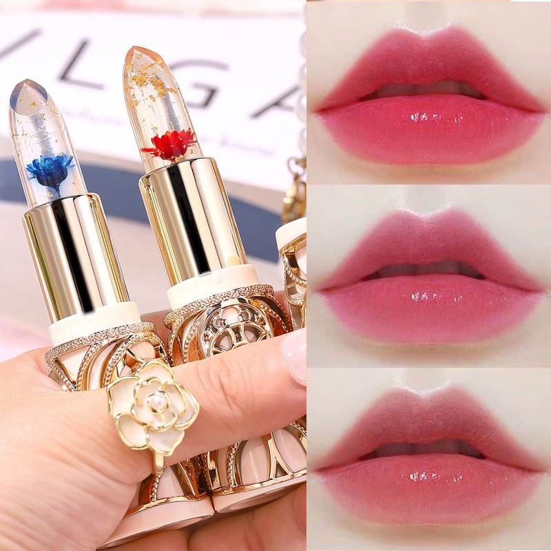 抖音同款花瓣晶透温感变色口红滋润保湿不沾杯不掉色持久显白唇膏