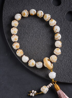 炭烧猫爪菩提根手持手捻手串盘玩白玉菩提子手链文玩手持学生