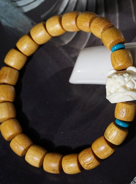 黄檀直切珠DIY醒狮款单圈佛珠文玩手串手链木串念珠男女款木质珠