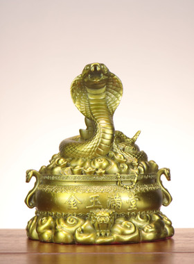铜蛇十二生肖蛇摆件金玉满堂蛇 聚宝盆蛇家居办公室装饰灵蛇聚宝