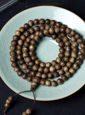 莺歌绿奇楠沉香手串惠州绿棋楠木佛珠手链108颗念珠老料男女情侣