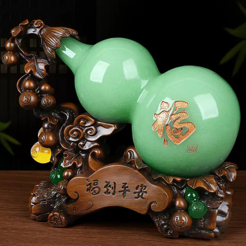 福到平安仿琉璃青玉葫芦摆件中国银行平安保险开门红保销会议礼品