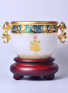 聚宝盆琉璃工艺品摆件创意家居装饰平安银行保险开门红乔迁礼品